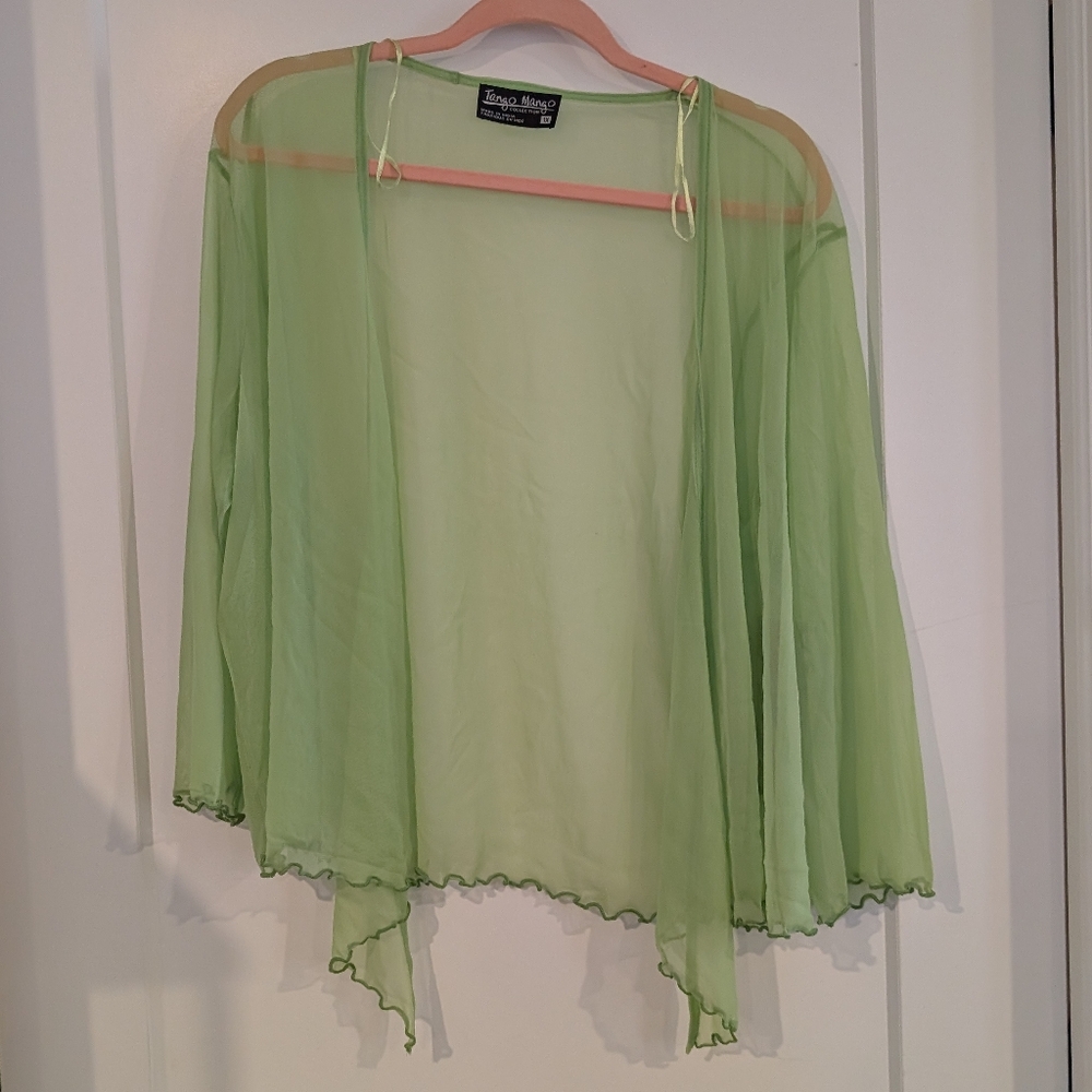 NWT Sheer Green Open Cardigan